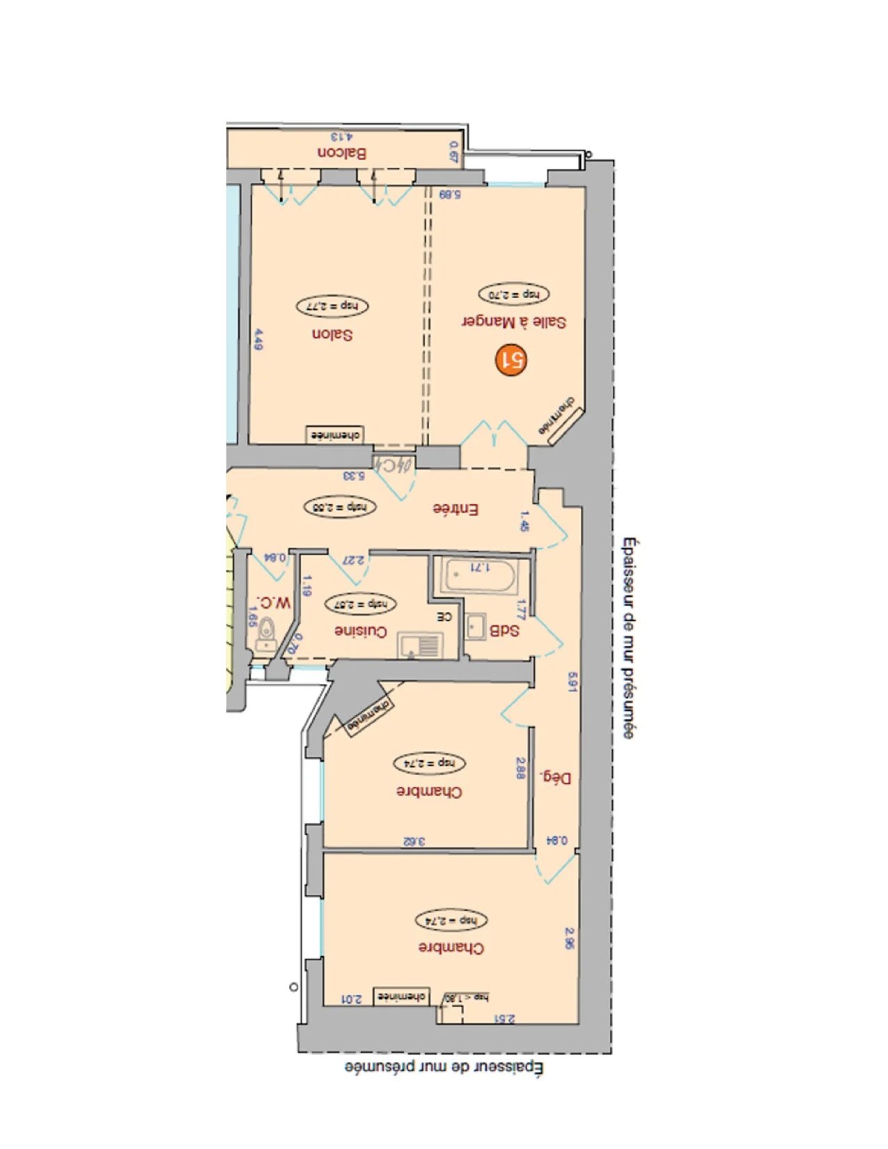 Appartement Paris 14ème 70.6 m² 3 pièces Appartement Paris 14ème 70.6 m² 87509280 14