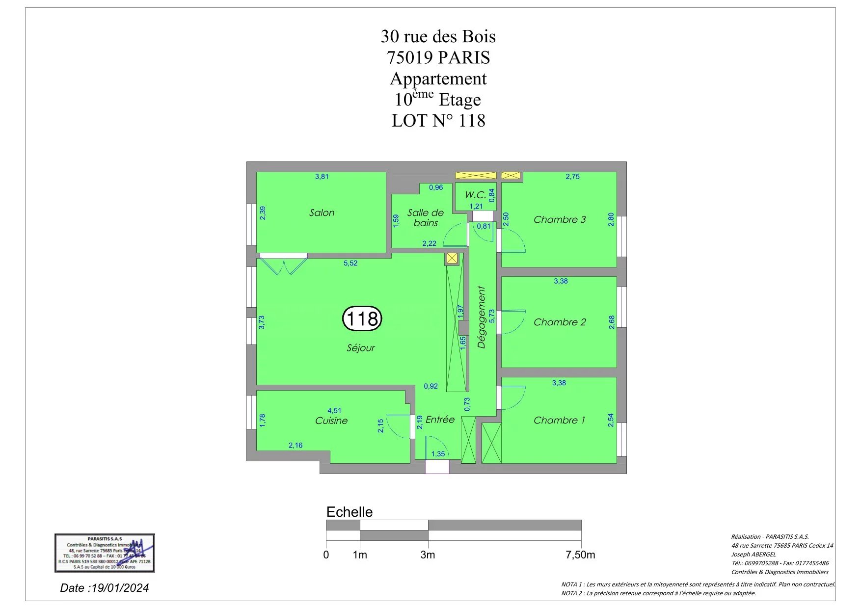 Appartement Paris 19ème 80.92 m² 5 pièces Appartement Paris 19ème 80.92 m² 85821591 15