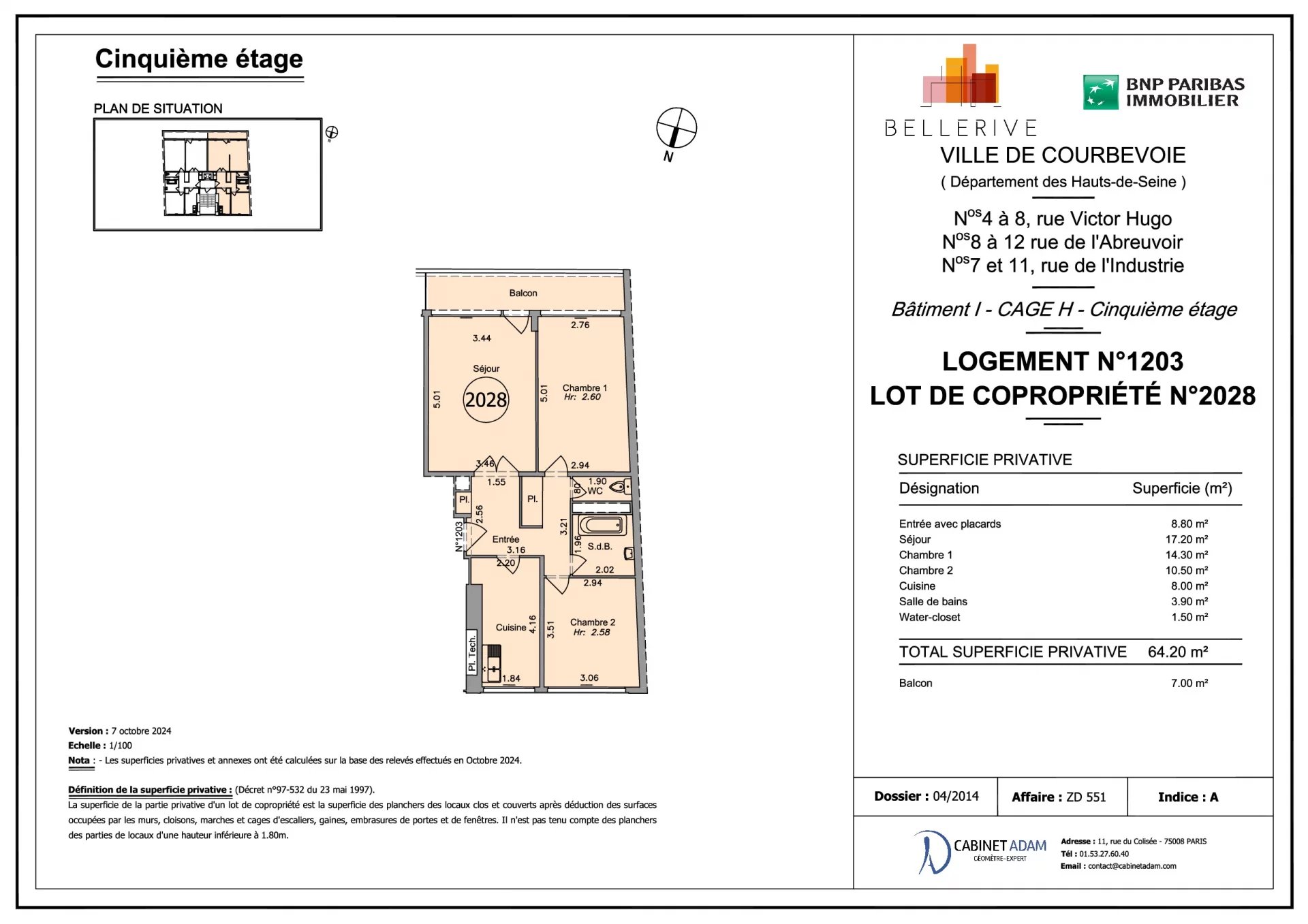 Appartement Courbevoie 64.20 m² ref 86896214 1