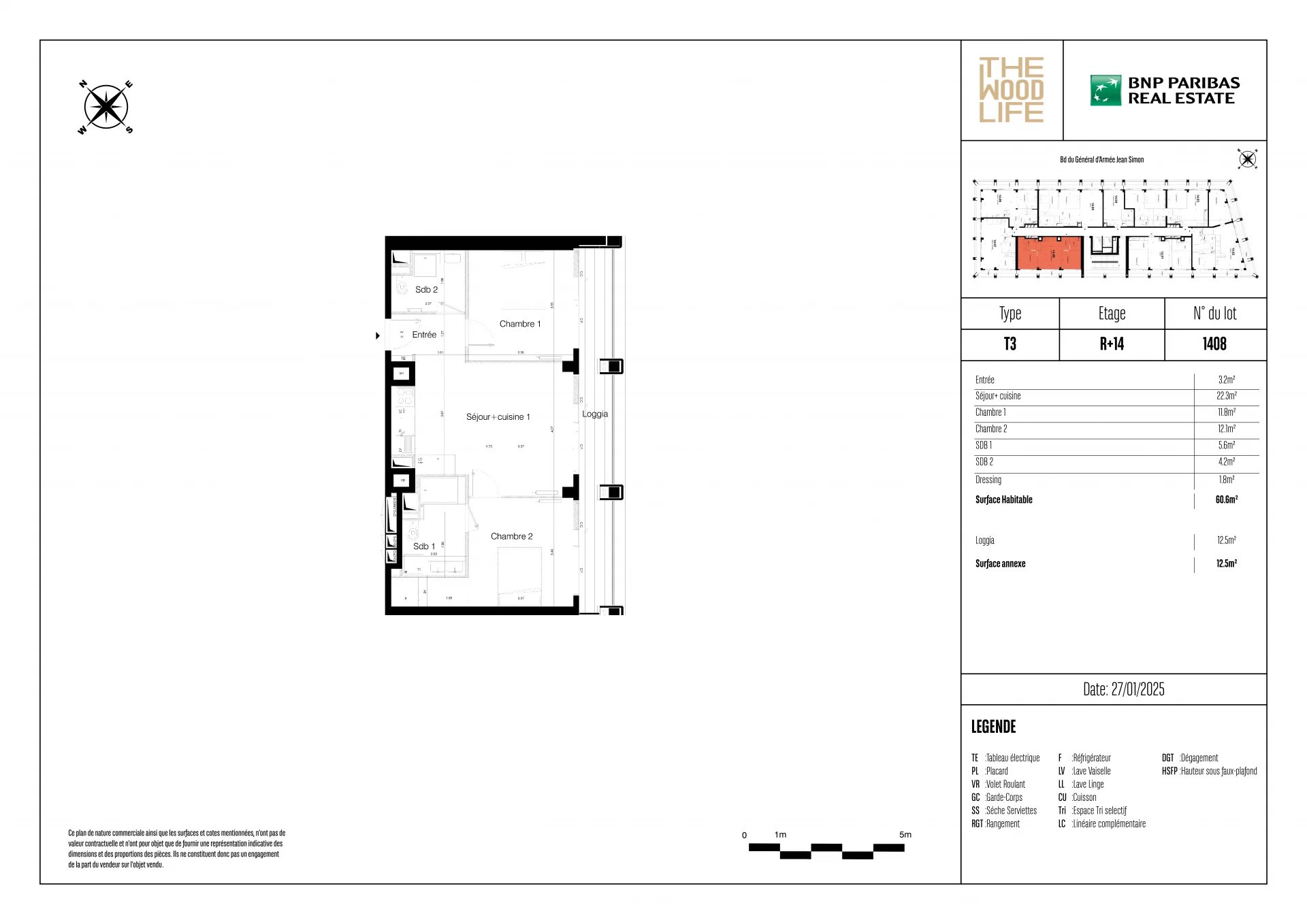 Appartement Paris 13ème 60.6 m² Ref 86229729 1