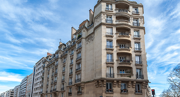 Immeuble Dantzig Morillons, vue d'angle de la façade