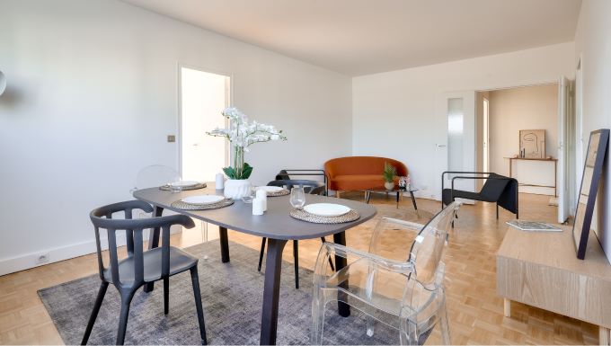 Immeuble Courbevoie Abreuvoir, salon appartement