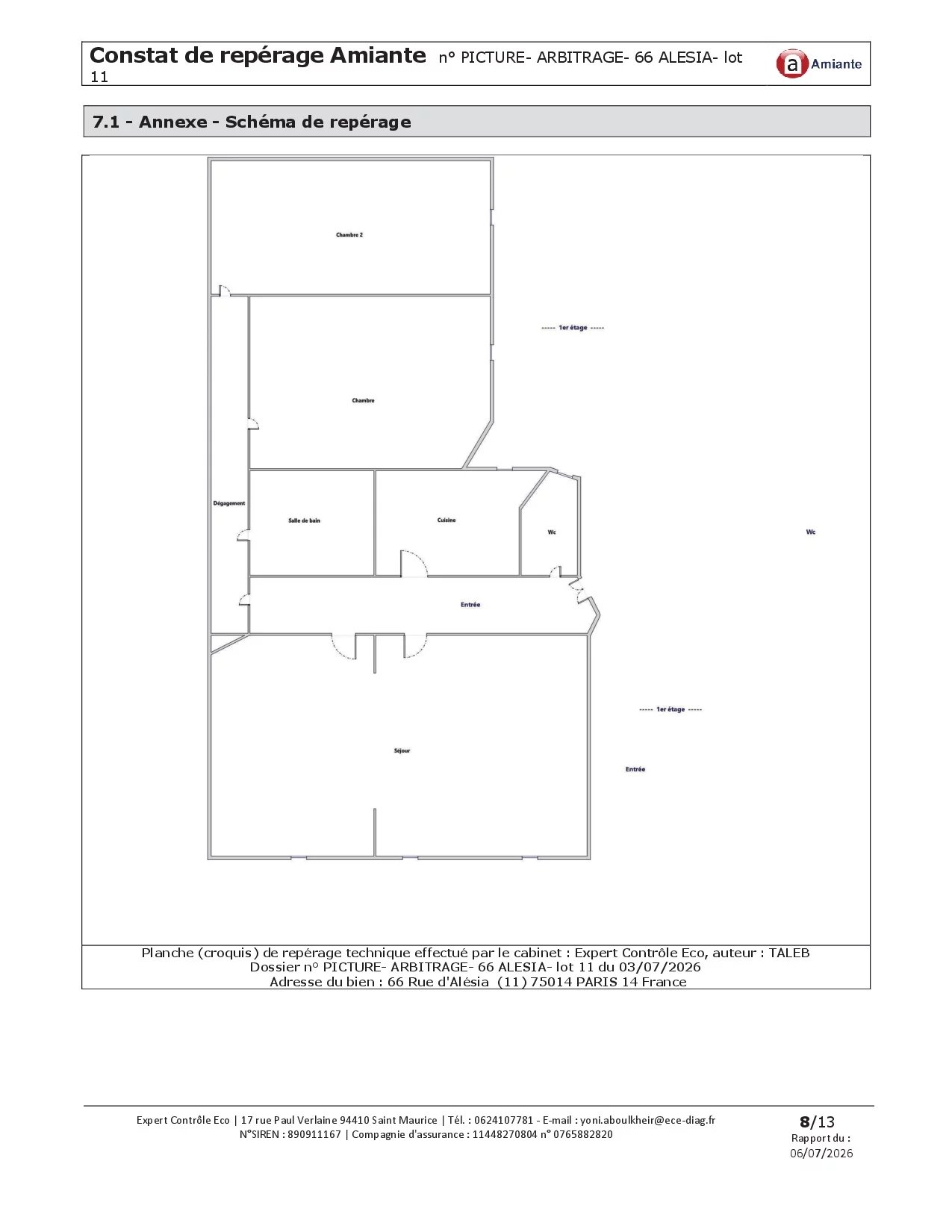 Appartement Paris 14ème 70.00 m² 3 pièces Appartement Paris 14ème 70.00 m² 87151944 13