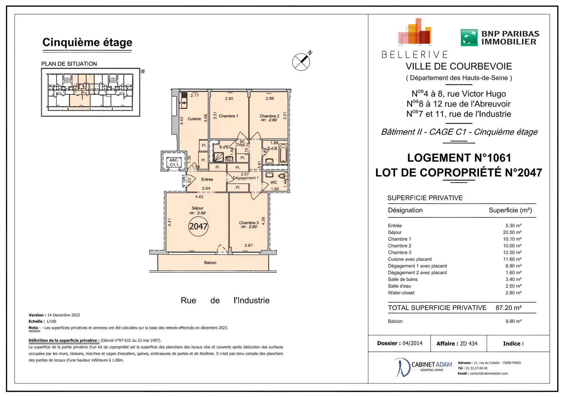 Appartement Courbevoie 87.20 m² 4 pièces Appartement Courbevoie 87.20 m² 85787420 11