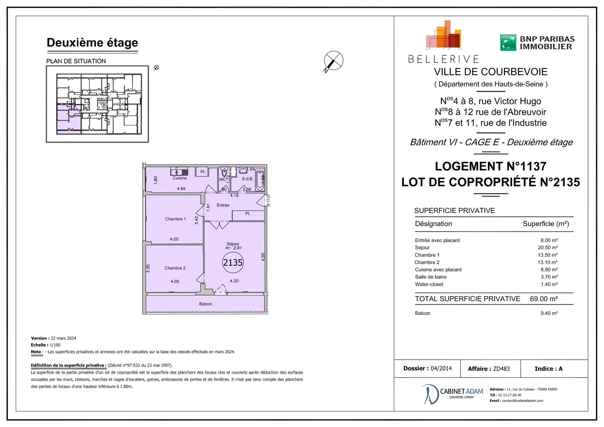 Appartement Courbevoie 69.00 m² 3 pièces Appartement Courbevoie 69.00 m² 85612924 11