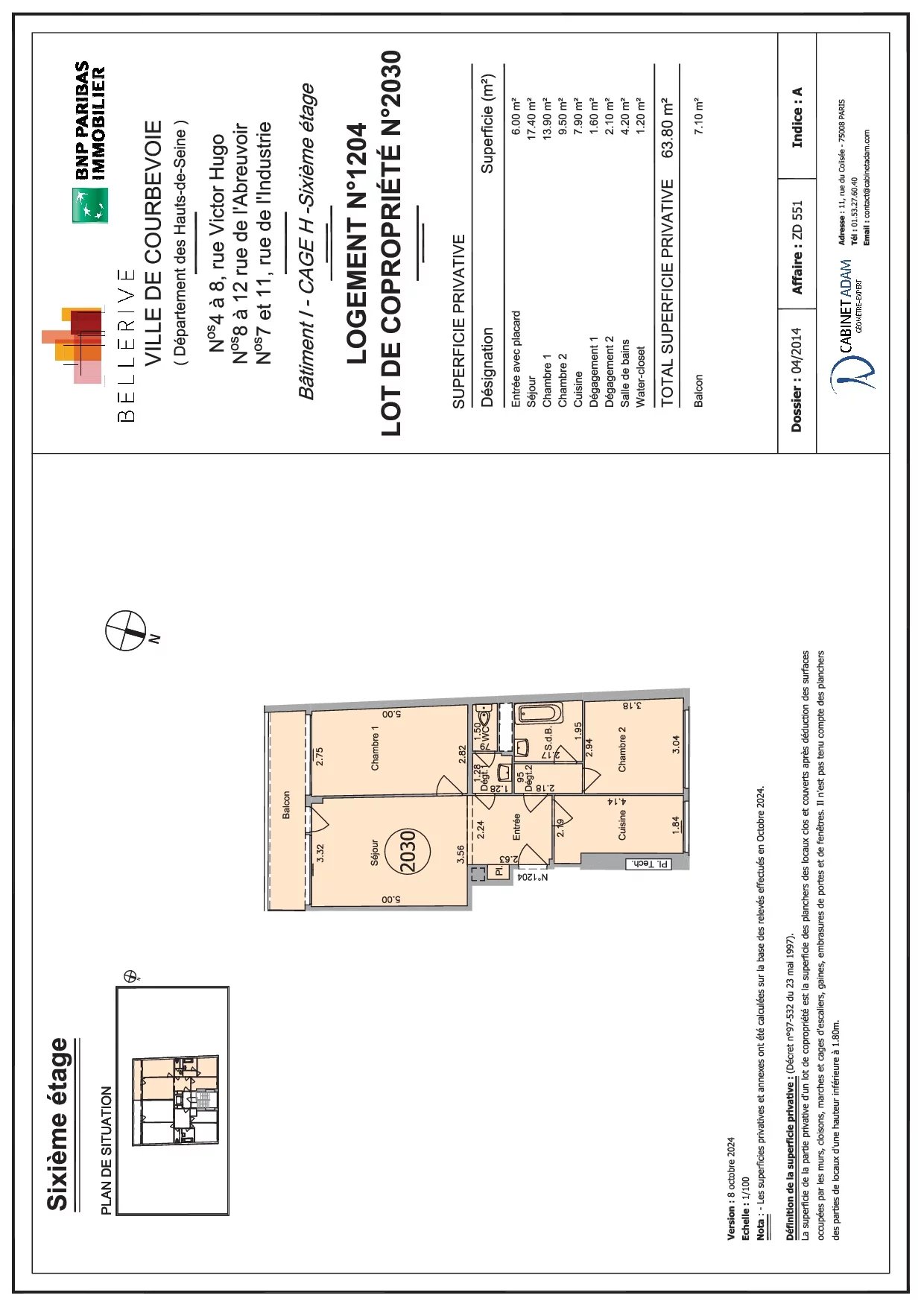 Appartement Courbevoie 63.80 m² 3 pièces Appartement Courbevoie 63.80 m² 85824335 12