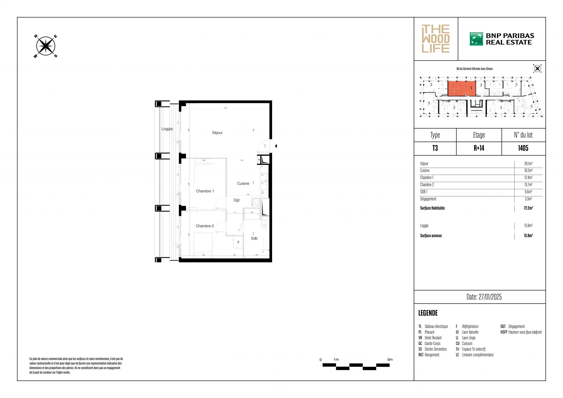 Appartement Paris 13ème 72.20 m² 3 pièces Appartement Paris 13ème 72.20 m² 86383325 8