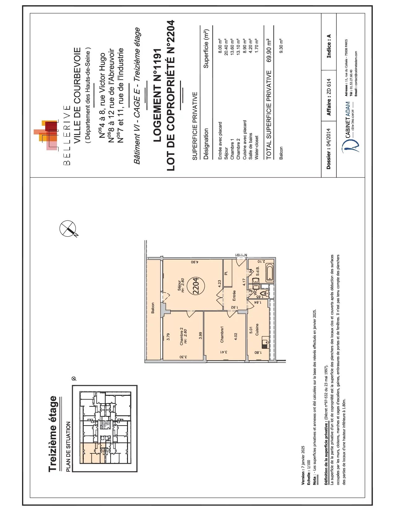 Appartement Courbevoie 69.90 m² 3 pièces Appartement Courbevoie 69.90 m² 86219682 8