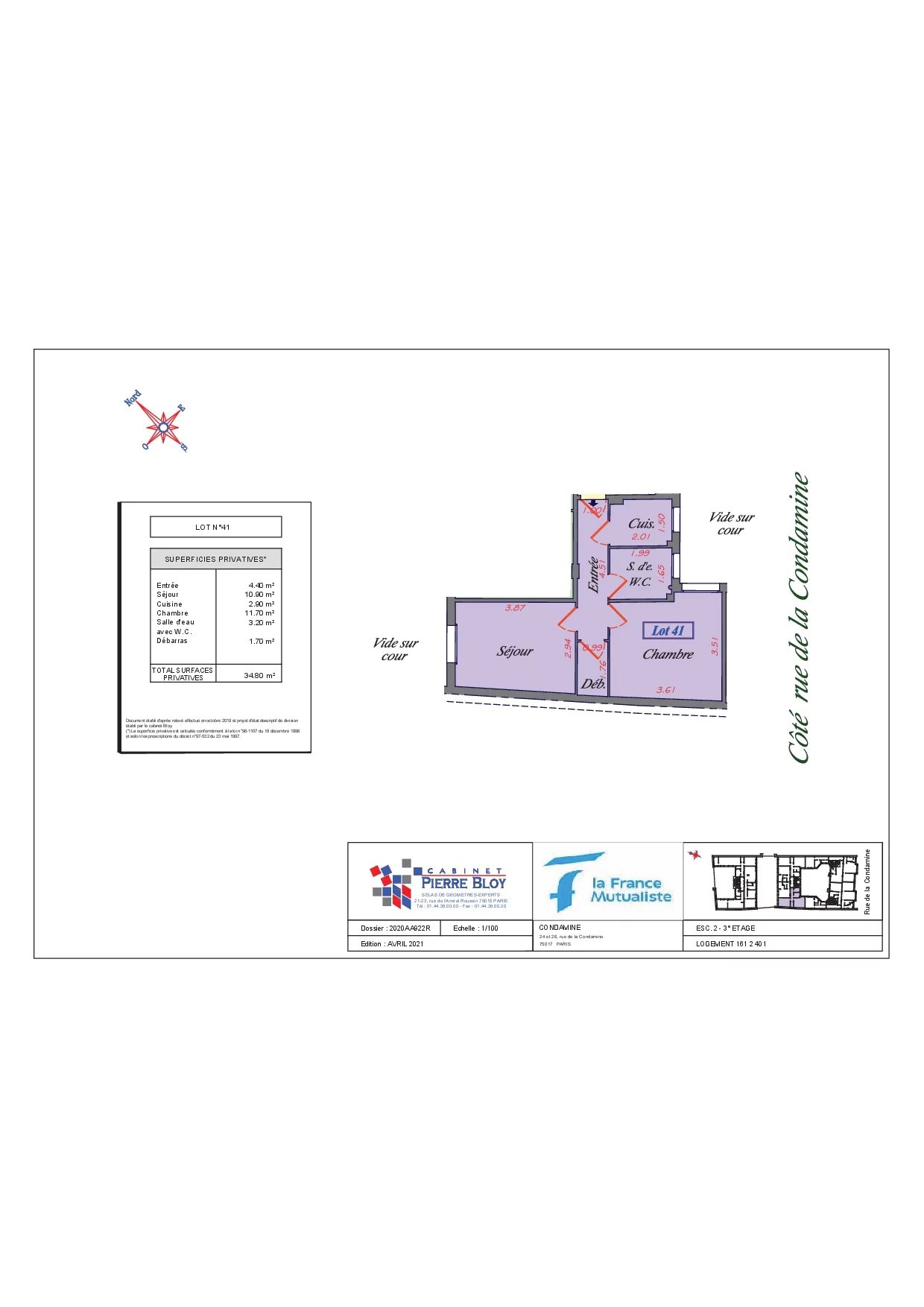 Appartement Paris 17ème 34.80 m² 2 pièces Appartement Paris 17ème 34.80 m² 85587942 8